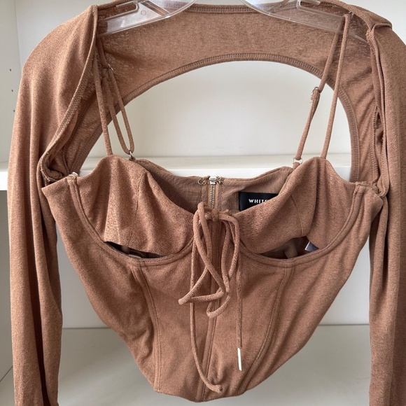 WHITE FOX Next To Me Long Sleeve Crop Mocha - Picture 4 of 7